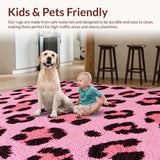 Ultra Soft Area Rug, Non Slip, Stain Resistant, Washable Area Rugs for Living Room, Bedroom, Vibrant Faux Cowhide Area Rug for Bedrooms(Pink)