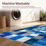 Ultra Soft Area Rug, Non Slip, Stain Resistant, Washable Area Rugs for Living Room, Bedroom, Chic Contemporary Symmetrical Elements(Blue)