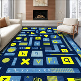 Ultra Soft Area Rug, Non Slip, Stain Resistant, Washable Area Rugs for Living Room, Bedroom, Stylish Alphabetic Whirl Pattern(Blue)