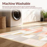 Ultra Soft Area Rug, Non Slip, Stain Resistant, Washable Area Rugs for Living Room, Bedroom, Modern Boho Kids Area with Playful Geometric Puzzle Motifs(Beige)