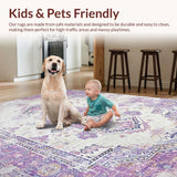 Ultra Soft Area Rug, Non Slip, Stain Resistant, Washable Area Rugs for Living Room, Bedroom, Chic Pastel Geometric Design(Purple)