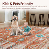 Ultra Soft Area Rug, Non Slip, Stain Resistant, Washable Area Rugs for Living Room, Bedroom, Stylish Minimalist Diamond Motif(Orange)