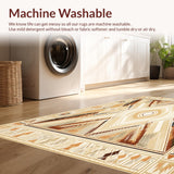 Ultra Soft Area Rug, Non Slip, Stain Resistant, Washable Area Rugs for Living Room, Bedroom, Rustic Boho Spiral Area with Woven Chevron and Earthy Accents(Beige)