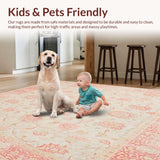 Ultra Soft Area Rug, Non Slip, Stain Resistant, Washable Area Rugs for Living Room, Bedroom, Antique Style Beige Accent with Subtle Floral Details(Beige)