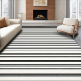 Ultra Soft Area Rug, Non Slip, Stain Resistant, Washable Area Rugs for Living Room, Bedroom, Elegant Zebra Inspired Contrast Rug with Modern Horizontal Line Pattern(Black)