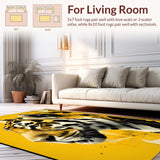 Ultra Soft Area Rug, Non Slip, Stain Resistant, Washable Area Rugs for Living Room, Bedroom, Eclectic Animal Motif Decor(Yellow)