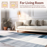 Ultra Soft Area Rug, Non Slip, Stain Resistant, Washable Area Rugs for Living Room, Bedroom, Sophisticated Light Gray Visual Texture(Blue)
