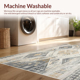 Ultra Soft Area Rug, Non Slip, Stain Resistant, Washable Area Rugs for Living Room, Bedroom, Boho of for Floor Non Slip Rubber Backing(Beige)