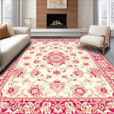 Ultra Soft Area Rug, Non Slip, Stain Resistant, Washable Area Rugs for Living Room, Bedroom, Floral Patterned(Ivory)