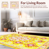 Ultra Soft Area Rug, Non Slip, Stain Resistant, Washable Area Rugs for Living Room, Bedroom, Unique Colorful Circular Design(Yellow)