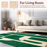 Ultra Soft Area Rug, Non Slip, Stain Resistant, Washable Area Rugs for Living Room, Bedroom, Sleek Nature-Inspired Decorative Elements(Green)