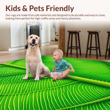 Ultra Soft Area Rug, Non Slip, Stain Resistant, Washable Area Rugs for Living Room, Bedroom, Botanical Low Pile Bathroom Mat Nature-Inspired Design(Green)