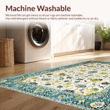Ultra Soft Area Rug, Non Slip, Stain Resistant, Washable Area Rugs for Living Room, Bedroom, Chic Modern Cream Tiled Design(White)