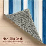 Ultra Soft Area Rug, Non Slip, Stain Resistant, Washable Area Rugs for Living Room, Bedroom, Coastal Stripe Area Rug for Balcony Easy Care Blue Ivory Carpet(Blue)