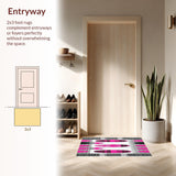 Ultra Soft Area Rug, Non Slip, Stain Resistant, Washable Area Rugs for Living Room, Bedroom, Contemporary Striped Coastal Accent(Pink)