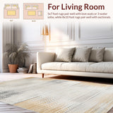 Ultra Soft Area Rug, Non Slip, Stain Resistant, Washable Area Rugs for Living Room, Bedroom, Stylish Geometric Beige and Gray Area with Distressed Finish(Gray)