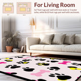 Ultra Soft Area Rug, Non Slip, Stain Resistant, Washable Area Rugs for Living Room, Bedroom, Adorable Furry Friends Print Style(Pink)