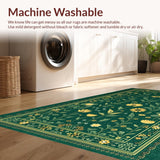 Ultra Soft Area Rug, Non Slip, Stain Resistant, Washable Area Rugs for Living Room, Bedroom, Eclectic Insect Botanical Motif(Green)