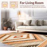 Ultra Soft Area Rug, Non Slip, Stain Resistant, Washable Area Rugs for Living Room, Bedroom, Elegant Ogee Patterned Textile(Orange)