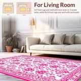 Ultra Soft Area Rug, Non Slip, Stain Resistant, Washable Area Rugs for Living Room, Bedroom, Chic Pastel Bowknot Pattern(White)