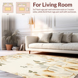 Ultra Soft Area Rug, Non Slip, Stain Resistant, Washable Area Rugs for Living Room, Bedroom, Modern Beige Area Abstract Floral Design(Beige)