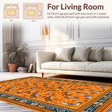 Ultra Soft Area Rug, Non Slip, Stain Resistant, Washable Area Rugs for Living Room, Bedroom, Lively Orange and White Fusion(Orange)