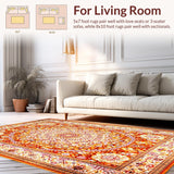 Ultra Soft Area Rug, Non Slip, Stain Resistant, Washable Area Rugs for Living Room, Bedroom, Vibrant Circle Mandala Aesthetic(Gold)