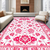 Ultra Soft Area Rug, Non Slip, Stain Resistant, Washable Area Rugs for Living Room, Bedroom, Rustic Warm Earthy Floral Theme(White)