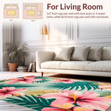 Ultra Soft Area Rug, Non Slip, Stain Resistant, Washable Area Rugs for Living Room, Bedroom, Exotic Green and Pink Palette(Pink)