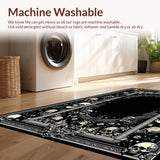 Ultra Soft Area Rug, Non Slip, Stain Resistant, Washable Area Rugs for Living Room, Bedroom, Gothic Black Skull Aesthetic(Black)