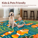 Ultra Soft Area Rug, Non Slip, Stain Resistant, Washable Area Rugs for Living Room, Bedroom, Lively Colorful Cartoon Pattern(Orange)