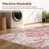 Ultra Soft Area Rug, Non Slip, Stain Resistant, Washable Area Rugs for Living Room, Bedroom, Dreamy Soft Pink Vintage Design(Pink)