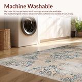 Ultra Soft Area Rug, Non Slip, Stain Resistant, Washable Area Rugs for Living Room, Bedroom, Chic Soft Neutral Medallion Design(Beige)
