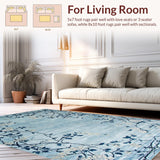 Ultra Soft Area Rug, Non Slip, Stain Resistant, Washable Area Rugs for Living Room, Bedroom, Rustic Blue Tiled Motif(Blue)