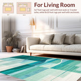Ultra Soft Area Rug, Non Slip, Stain Resistant, Washable Area Rugs for Living Room, Bedroom, Subtle Geometric Coastal Aesthetics(Blue)