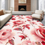 Ultra Soft Area Rug, Non Slip, Stain Resistant, Washable Area Rugs for Living Room, Bedroom, Sophisticated Garden-Inspired Décor(Red)