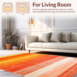 Ultra Soft Area Rug, Non Slip, Stain Resistant, Washable Area Rugs for Living Room, Bedroom, Cozy Textured Symmetrical Elements(Orange)