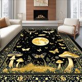 Ultra Soft Area Rug, Non Slip, Stain Resistant, Washable Area Rugs for Living Room, Bedroom, Mystical Black Gold Organic Motif(Black)