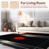 Ultra Soft Area Rug, Non Slip, Stain Resistant, Washable Area Rugs for Living Room, Bedroom, Vibrant Retro Sound Wave Design(Black)