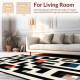 Ultra Soft Area Rug, Non Slip, Stain Resistant, Washable Area Rugs for Living Room, Bedroom, Chic Minimalist Diamond Arrangement(Black)