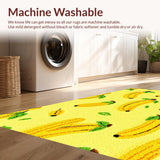 Ultra Soft Area Rug, Non Slip, Stain Resistant, Washable Area Rugs for Living Room, Bedroom, Vivid Tropical Banana Motif(Yellow)