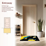 Ultra Soft Area Rug, Non Slip, Stain Resistant, Washable Area Rugs for Living Room, Bedroom, Galactic Cartoon Planet Motif(Yellow)