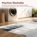 Ultra Soft Area Rug, Non Slip, Stain Resistant, Washable Area Rugs for Living Room, Bedroom, Graphic Dual-Tone Striped Rug with Alternating Black White Linear Bands(Gray)