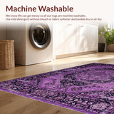 Ultra Soft Area Rug, Non Slip, Stain Resistant, Washable Area Rugs for Living Room, Bedroom, Artistic Abstract Medallion Design(Purple)