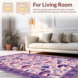 Ultra Soft Area Rug, Non Slip, Stain Resistant, Washable Area Rugs for Living Room, Bedroom, Serene Pastel Foliage Fusion(Pink)