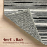 Ultra Soft Area Rug, Non Slip, Stain Resistant, Washable Area Rugs for Living Room, Bedroom, Contemporary Zebra Inspired Horizontal Stripe Design Floor Art Statement(Black)
