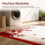 Ultra Soft Area Rug, Non Slip, Stain Resistant, Washable Area Rugs for Living Room, Bedroom, Colorful Japanese Nature Inspired Theme(Red)
