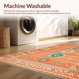 Ultra Soft Area Rug, Non Slip, Stain Resistant, Washable Area Rugs for Living Room, Bedroom, Artistic Medallion Inspired Composition(Orange)