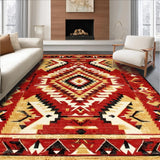 Ultra Soft Area Rug, Non Slip, Stain Resistant, Washable Area Rugs for Living Room, Bedroom, Cozy Traditional Southwestern Motif(Red)