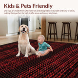 Ultra Soft Area Rug, Non Slip, Stain Resistant, Washable Area Rugs for Living Room, Bedroom, Dynamic Modern Abstract Design(Red)